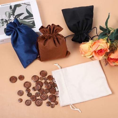 Velvet Gift Bags, 4pcs Dice Storage Bag with Drawstring 5 x7 inch Mixed Drawstring Soft Velvet Cloth Jewelry Pouches Small...