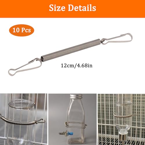 10 Pcs Spring Clips for Rabbit Water Bottles Springs Holder Metal Clips Hanger Replacement for Small Animal Cages Hold Wat...