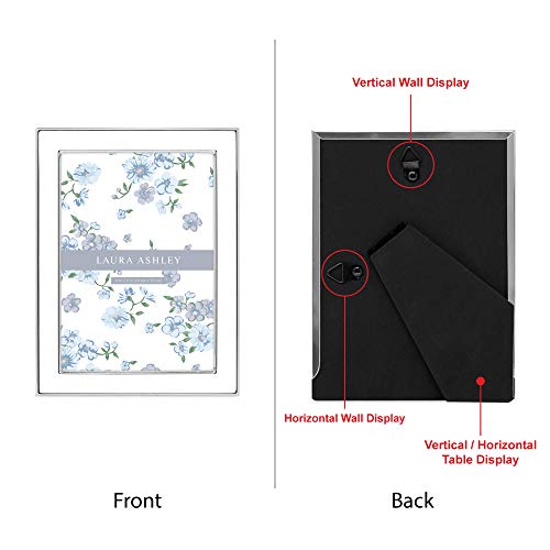 Laura Ashley 4x6 White Enamel Picture Frame, Silver Metal Edge with Easel, for Countertop, Counterspace, Tabletop Display,...