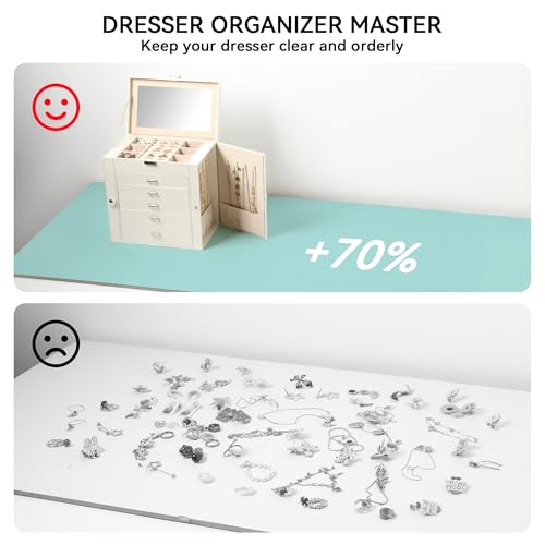 Frebeauty Large Jewelry Box,6-Tier PU Leather Jewelry Organizer,Multi-functional Storage Case with Mirror,Accessories Hold...
