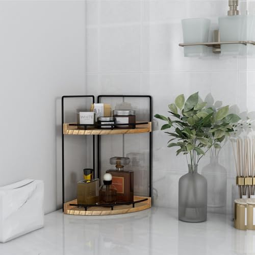 Dorhors 2-Tier Bathroom Counter Organizer,Vanity Counter Corner Shelf, Skincare, Wood Countertop Bathroom Storage and Orga...