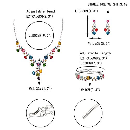 EVER FAITH Bridal Jewelry Sets for Wedding Rhinestone Crystal Flower Leaf Costume Pendant Necklace Earrings Set for Women