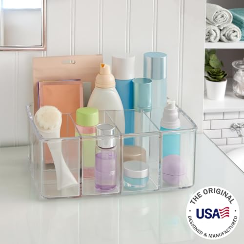 STORi 5-Compartment Clear Plastic Organizer | Rectangular Divided Makeup and Vanity Storage Bin and Office Desk Caddy | Sc...