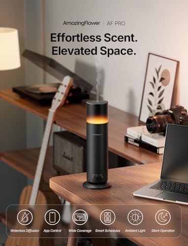 Waterless Essential Oil Diffuser, Smart Scent Diffuser with Nightlight, Smart Schedules, Up to 1100 sq ft, App Control Col...