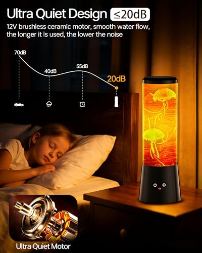 Bodami Jellyfish Lamp, 16 Color LED Fantasy Jellyfish Tank Table Light with Remote, Dual Power Supply, Eye-Friendly Ambien...