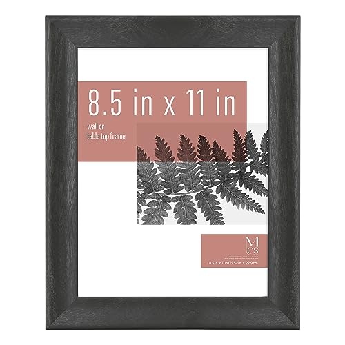 MCS Studio Gallery Classic 8.5x11 Picture Frame Black Woodgrain, Vertical & Horizontal Wall Hanging Large Picture Frame fo...