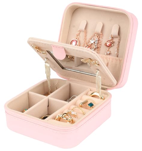 losensild Travel jewelry case Travel jewelry box Organizer with Mirror,Small Jewelry Box Organizer, Gift for Women Girls,...