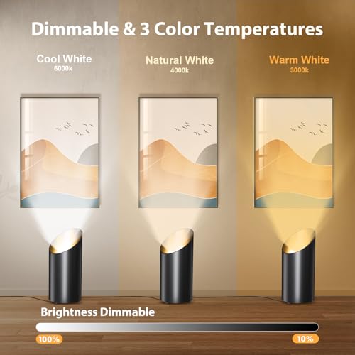 Brightown 2 Pack Uplights Indoor Floor Can Lights - 6000K LED Up Lights with Remote and Timer, 3 Color Temperatures and Di...