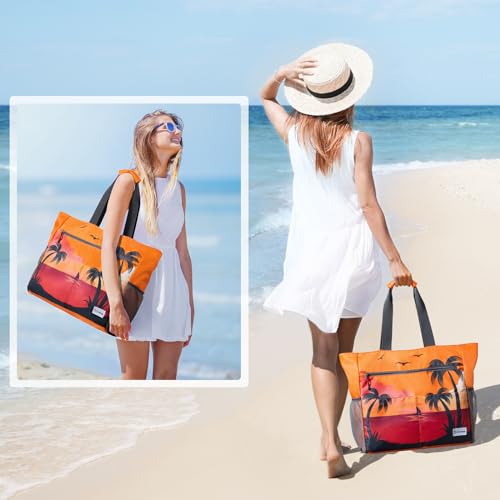 G4Free Beach Bag, Waterproof Sandproof Beach Tote Bag, Large Capacity Foldable for Women