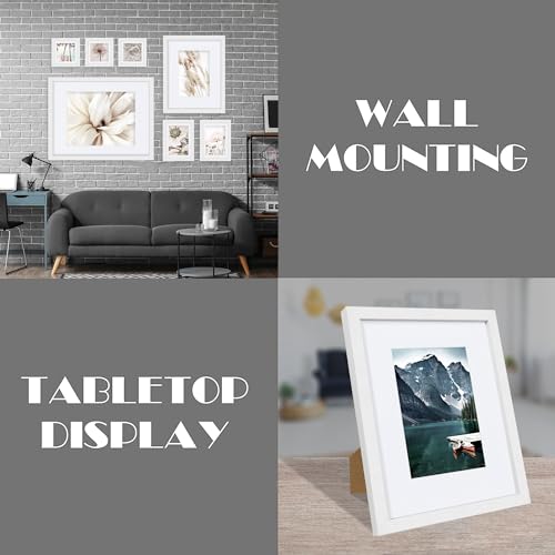 Hongkee 8x10 White Picture Frames set of 3, Made of Wooden and Glass Photo frame - Displays Picture 5x7 with Mat or 8 x 10...