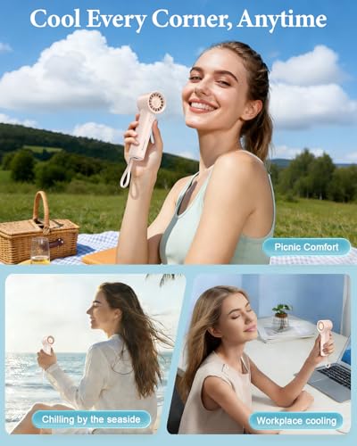 bossdeng Portable Handheld Fan with Power Bank(High-Speed),3 IN 1 USB Rechargeable Mini Personal Fan with Flashlight,Small...