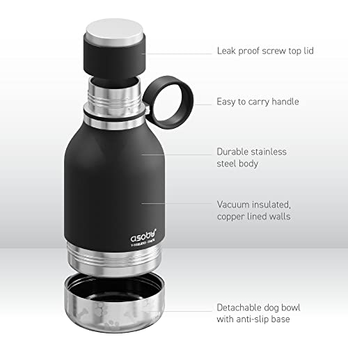 Asobu Buddy Bottle a Stainless Steel Insulated Water Bottle for with Removable Dog Water Bowl and Dog Food and Treat Stora...