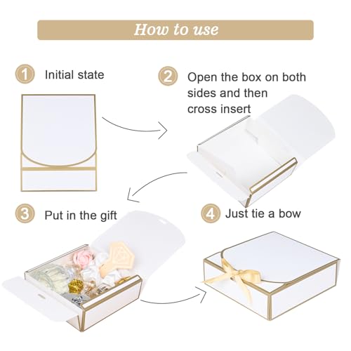 10Pack Small Gift Boxes, 6.5''x6.5''x2'' White Gift Boxes with Ribbon, Small Boxes for Gifts Birthday Wedding Party Valent...