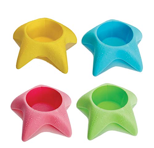 Island Genius Starfish 4-Pack Beach Cup Holders, Sand-Free Drink Holders, Beach Essentials for Family, Adults, Kids, Multi...