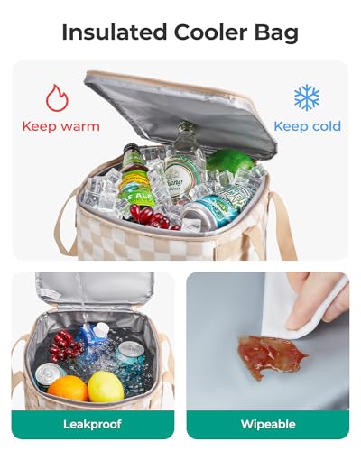 BAGSMART Large Beach Bag for Women with Cooler, Rubber Tote Bag with Charms, Waterproof Vacation Essentials for Swim Pool