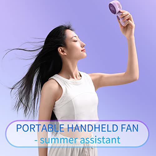 Mini Portable Fan 2 Pack, Cute Handheld Fan Battery Operated Lightweight Small Personal Fan with 3 Speeds and USB Recharge...