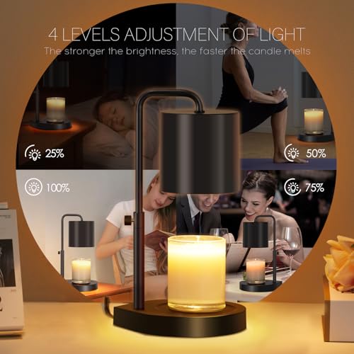 zukakii Candle Warmer Lamp Adjustable Height Dimmable with Timer Large Jar Candles Compatible - No Flame Scented Wax Warme...