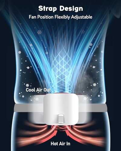 Vangue 10000mAh Portable Waist Fan with 2 Detachable Straps and Cooling Plate, Rechargeable 13500RPM Personal Fan, Hands-F...