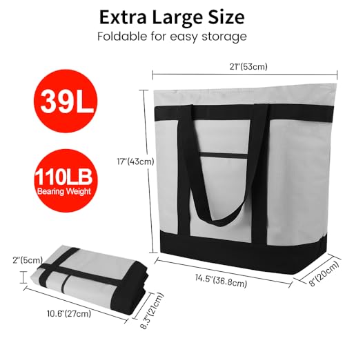 mosago Commercial Insulated Food Delivery Bag 39L, Heavy Duty Thermal Catering Tote with Zipper, Leakproof Hot & Cold Tran...