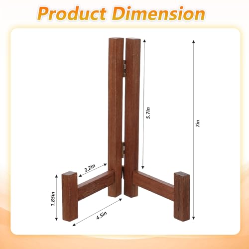 Wooden Plate Stands for Display, 7 Inch Plate Holders for Displaying, Rustic Folding Decorative Picture Frame Stand Easel ...