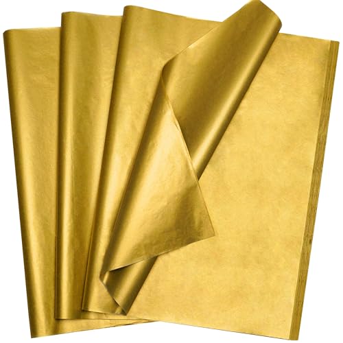 Bobobag 100 Sheets 14"X20" Metallic Gold Tissue Paper for Gift Bags, Christmas Gift Wrapping, Birthday,Anniversary, Holida...