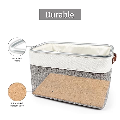 Bagnizer Storage Bins Large Fabric Storage Baskets for Shelves 3 Pack, Decorative Linen Closet Baskets with Handles for Or...