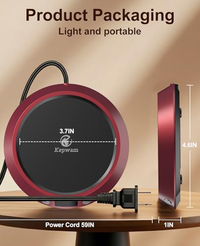 Kepwam Coffee Mug Warmer - 50W Electric Coffee Warmer for Desk 3 Temp Settings & 2-9 Timer Smart Cup Warmer for Desk Candl...