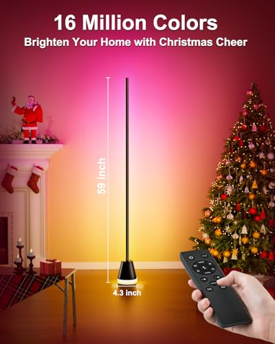 Keepsmile Smart RGB LED Corner Floor Lamp,172 LEDs Bright Standing Lamps for Living Room with APP and Remote,Modern Floor ...