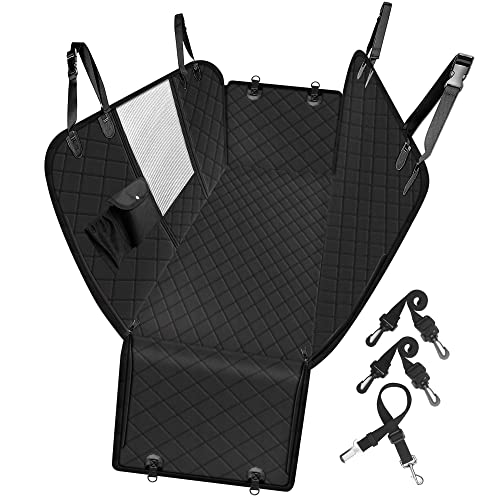 Femuar Dog Car Seat Cover with Storage Pockets Mesh Visual Window, Waterproof Nonslip , Heavy Duty Scratchproof Pet Dog Ba...