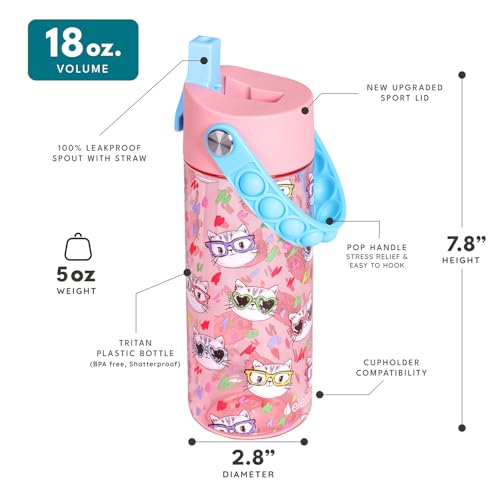 Elemental Water Bottles for Kids - Splash Kids Water Bottle for School with Pop-it Handle - BPA Free Tritan Plastic Water ...