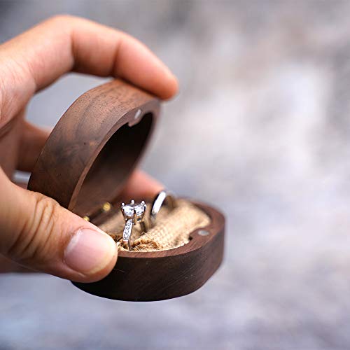 molchagar Ring Box for Wedding Ceremony, 2 Slots Ring Box, It Was Always You Commitment of Love Engraved Wooden Ring Holde...