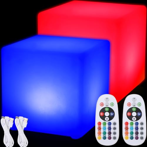 Frienda 2 Pcs 4 Inch Light up Cubes Cool Cosmic Cube Lights 16 Colors LED Mood Lamp Waterproof LED Light Cube for Nursery ...