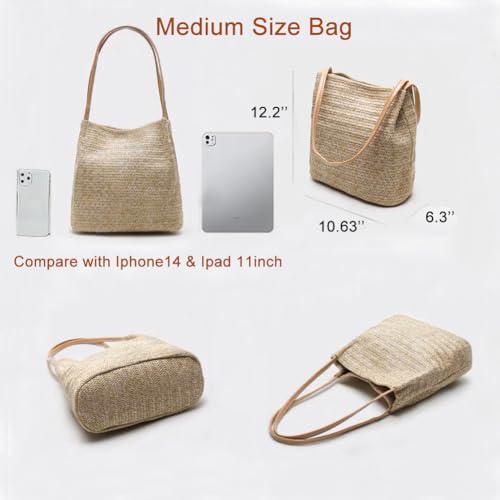 Aphoraeny Straw Beach Bag Buckets Totes Handbag Shoulder Tote Bag Straw Purse Summer Purse Women Summer Handbag