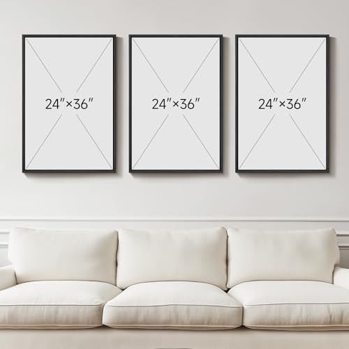 Large 3D Textured Framed Blue and White Abstract Wall Art for Living Room, 3 Piece Modern Artwork for Walls, Minimalist Na...