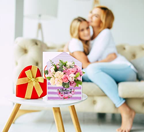 WaaHome Set of 4 Happy Mother's Day Flower Bouquet Packaging Gift Paper Boxes for Mom, Daughter, Son, Wife, Florist, Class...