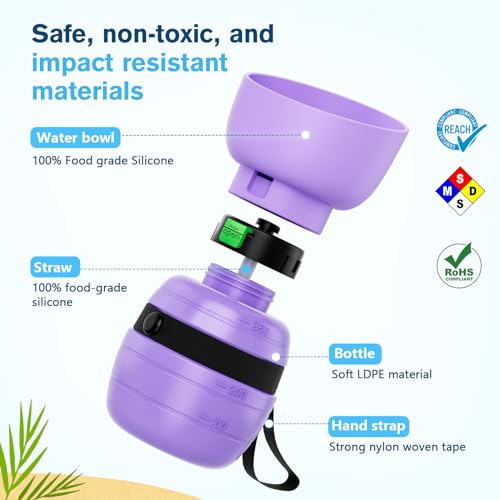 Pecute Portable Dog Water Bottle, 2 in 1 Cat Dog Travel Water Bottle Bowl Leakproof with Double Seal, BPA Free, Lightweigh...