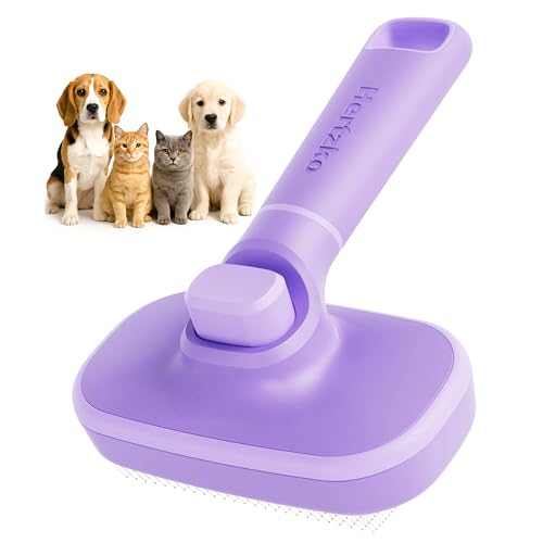 Hertzko Self Cleaning Slicker Brush for Dogs and Cats - Pet Hair Brush for Shedding Long and Short Hair - Easy Clean Retra...