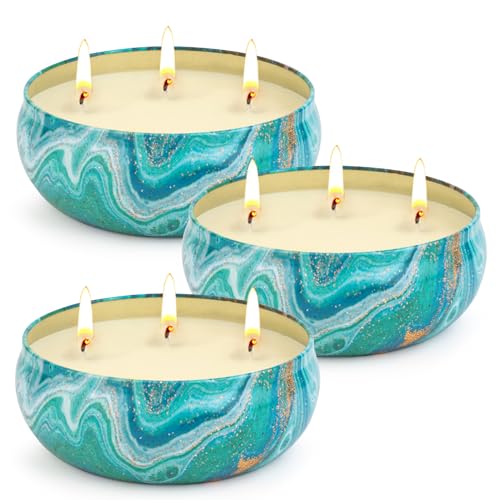 Ofun Citronella Candles Outdoor Decorative 36oz, 3 Wick Soy Wax Lemongrass Candle Set, Scented Candle Jar Candle Bulk Up t...