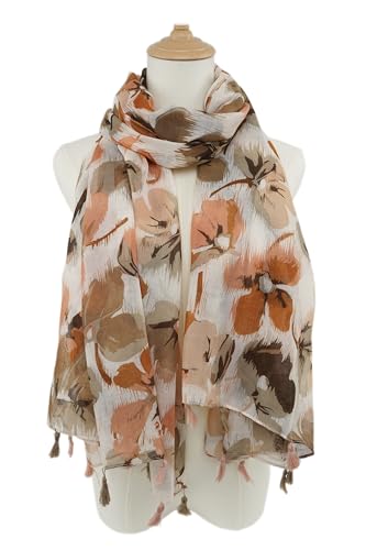 YOUR SMILE Large Boho Scarf for Women Lightweight Floral Printed Scarves Fall Winter Fashion Fringed Shawl wraps
