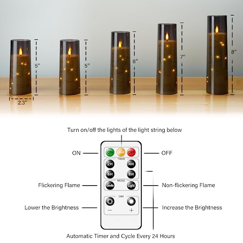 kakoya Flameless LED Candles with Timer 5 Pc Flickering Flameless Candles for Romantic Ambiance and Home Decoration Stable...