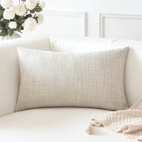 OTOSTAR Linen Throw Pillow Cover Set of 1 Decorative Lumbar Pillowcases Cushion Covers 16x24 Inch for Home Decor Sofa Bedr...