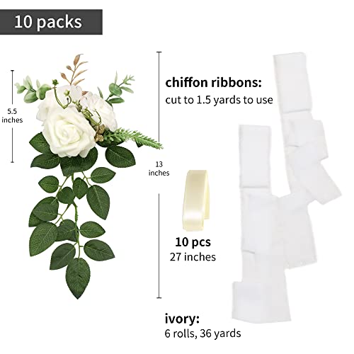 DreamBuilt Wedding Aisle Decorations for Wedding Ceremony Set of 10 Pew Flowers for Church Chair Decorations Party Decor w...