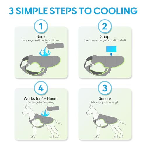 Mora Pets Dog Cooling Vest with Ice Packs, Reflective Adjustable Cooling Vest for Dogs with Leash Ring for Hot Weather Coo...