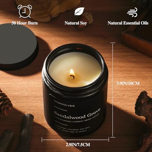 Homsolver Set of 4 Scented Candles for Home Decor, Candle Gifts for Dad Men Him, 200Hours Burn Tine, Vanilla, Lavender, Sa...