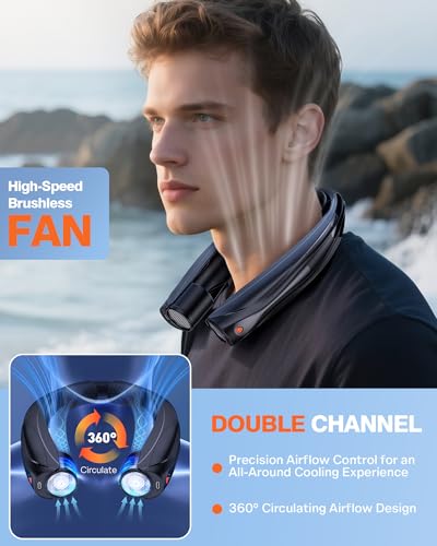 Vexolta Portable Neck Fan, 6000mAh Personal Fan, 360° Cooling Rechargeable Wearable Fan, 6 Speeds Adjustable Hands Free Fa...