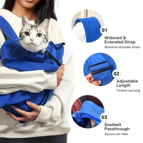 Amkune [Cozy Travel] Cat Carrier Pouch, Soft Cat Carrier for Small Cats, Kitten Carrying Bag, Restraint Bag for Nail Trimm...