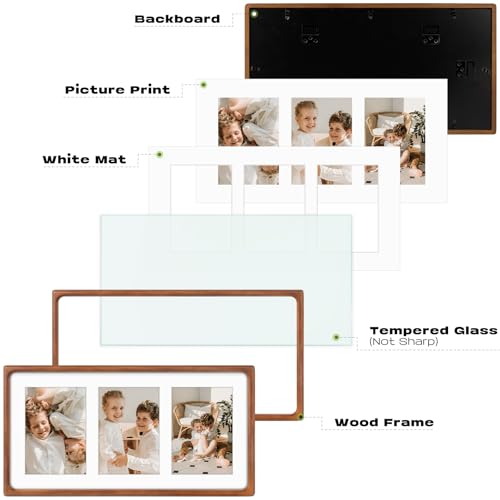 Golden State Art, 5x7 Collage Picture Frame - Solid Wood with Real Glass - Multi Picture Frame for (3) 5x7 Photos or One 9...