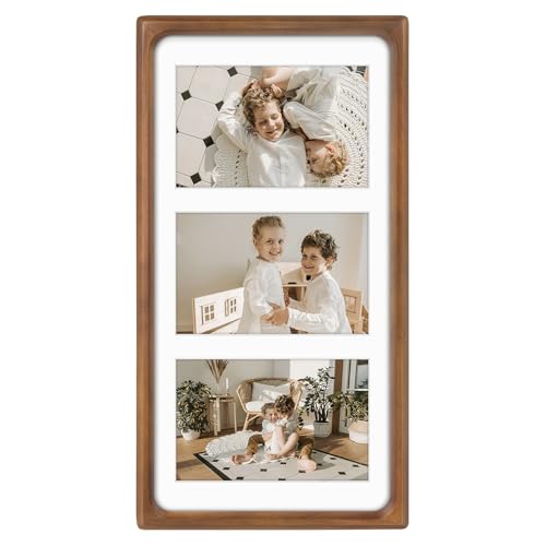 Golden State Art, 4x6 Collage Picture Frame - Solid Wood with Real Glass - Multi Picture Frame for (3) 4x6 Photos or One 7...