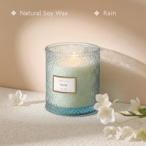 Rain Summer Scented Candles, 19oz Aromatherapy Candles Gifts for Women, Blue Luxury Large Decorative Candles in Glass, Nat...