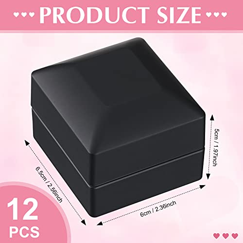 Yinkin 12 Pcs Black Velvet Jewelry Boxes LED Light Display Ring Necklace Bracelet Chain Gift Box Bulk Wedding Proposal Ann...